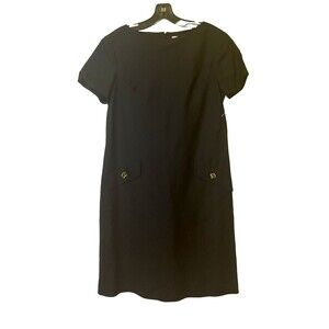 NWOT Rickie Freeman For Teri Jon Midi Dress Size 10 100% Linen Black